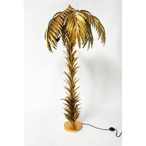 189 - PALM TREE LAMP, 1920s style gilt metal palm tree form, 160cm H.