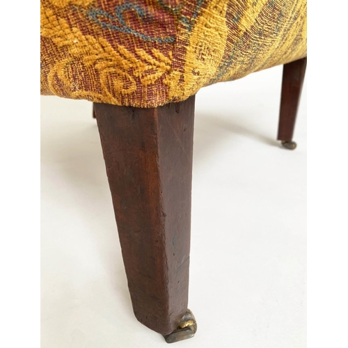 184 - WING ARMCHAIR, 19th century mahogany, in George III style, with tapestry type upholstery and matchin... 