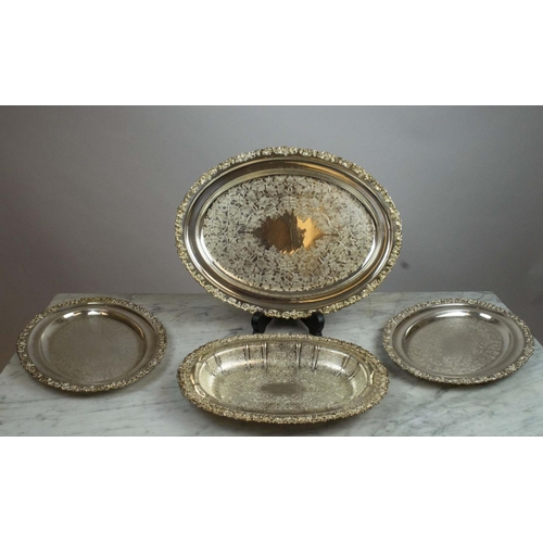 15 - WINE COOLER, Regency style, silver plate and an embossed fruit basket along with six Garrard and Co ... 