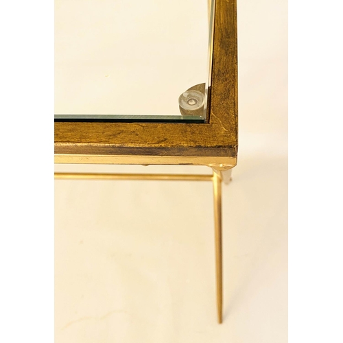 500 - WRITING DESK, Maison Jansen style, gilt metal and glass, 87cm x 95cm x 42cm.