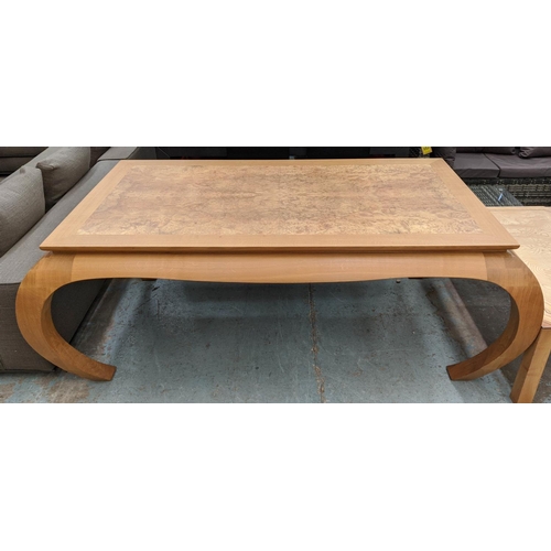 496 - DINING TABLE, oak and burr walnut, bespoke, 76cm H x 208cm L x 125cm D.