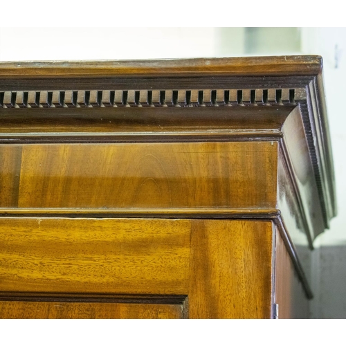 269 - LINEN PRESS, George III mahogany, circa 1800 with two doors enclosing four original sliding trays an... 