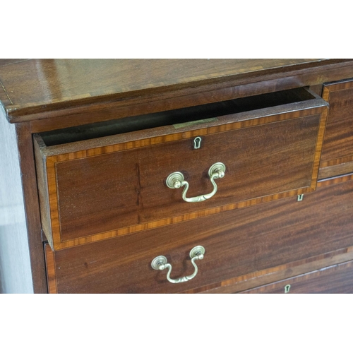 150 - CHEST, Georgian revival mahogany and satinwood banded, circa 1900, of four drawers, 80cm H x 91cm x ... 