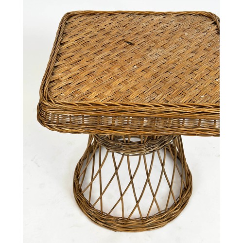 153 - LAMP TABLE, circa 1970s French wicker, 61cm H x 51cm x 53cm.