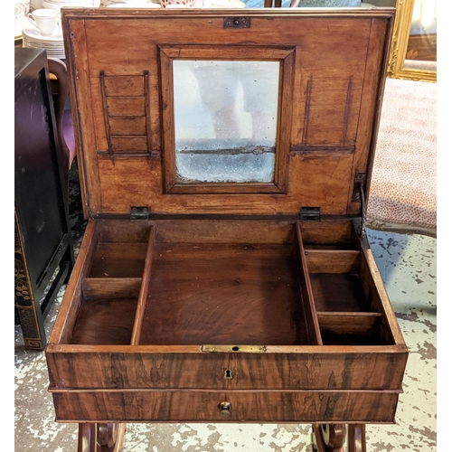 157 - DRESSING TABLE, 59cm x 43cm x 75cm H, Biedermeier walnut with inlaid parquetry detail, with a rising... 