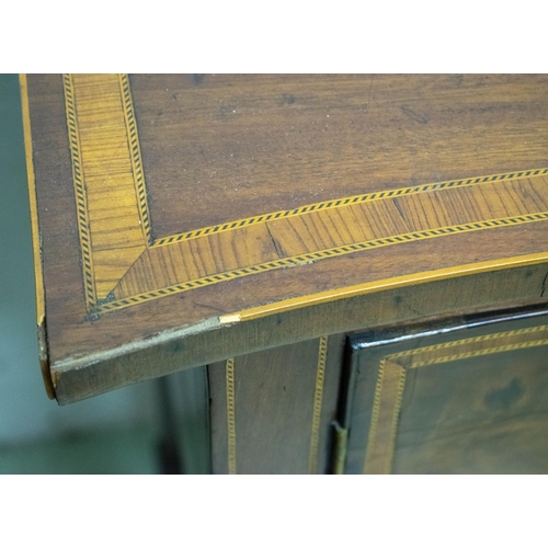 158 - SERPENTINE SIDEBOARD, 19th century George III style mahogany, tulipwood and string inlaid with a doo... 