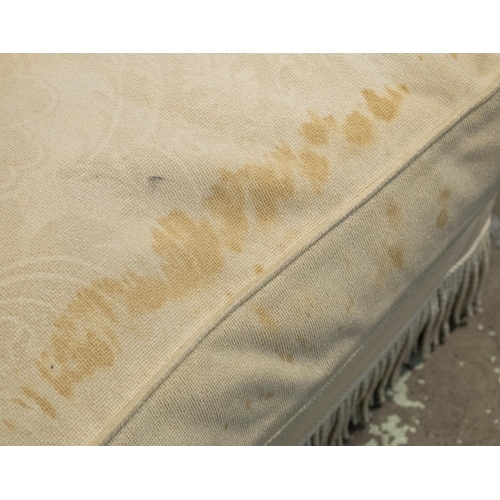 159 - SOFA, tasseled cream upholstery, 85cm H x 248cm W x 95cm D. (To be sold on behalf of Biodynamic Asso... 