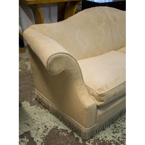 159 - SOFA, tasseled cream upholstery, 85cm H x 248cm W x 95cm D. (To be sold on behalf of Biodynamic Asso... 