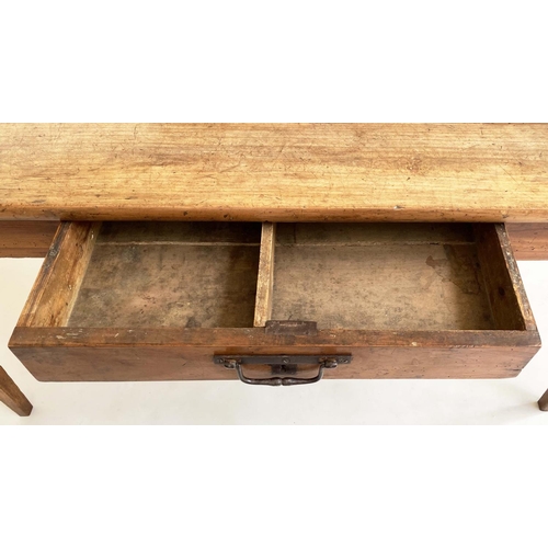 111 - FARMHOUSE TABLE, 19th century French cherrywood, planked and cleated with frieze drawer, 166cm x 76c... 