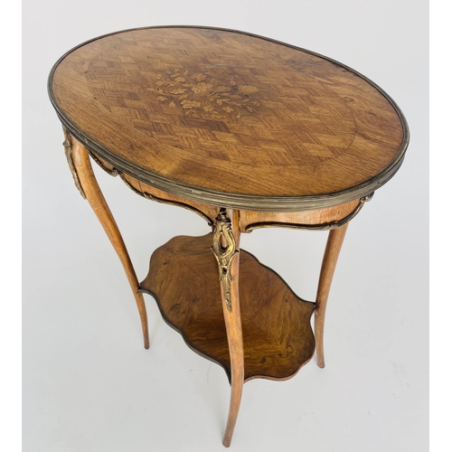 113 - LAMP TABLE, late 19th/early 20th century French rosewood, walnut, marquetry and gilt metal mounted w... 