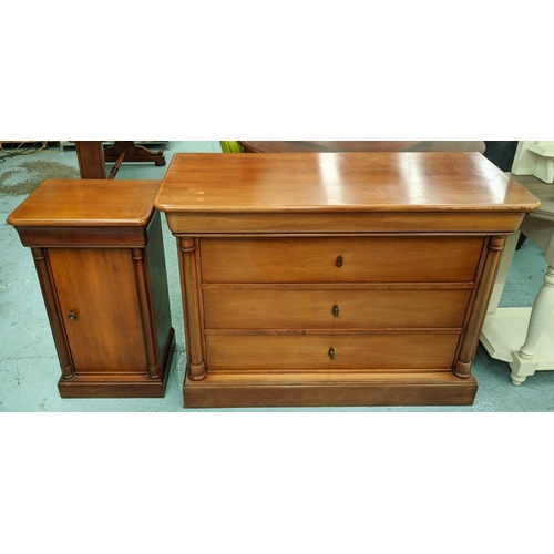 167 - COMMODE, Louis Philippe Style cherrywood, having three drawers and a frieze drawer to top, 83cm H x ... 