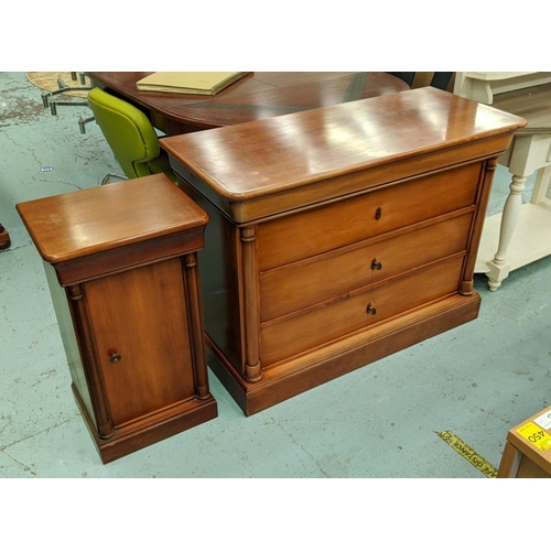 167 - COMMODE, Louis Philippe Style cherrywood, having three drawers and a frieze drawer to top, 83cm H x ... 