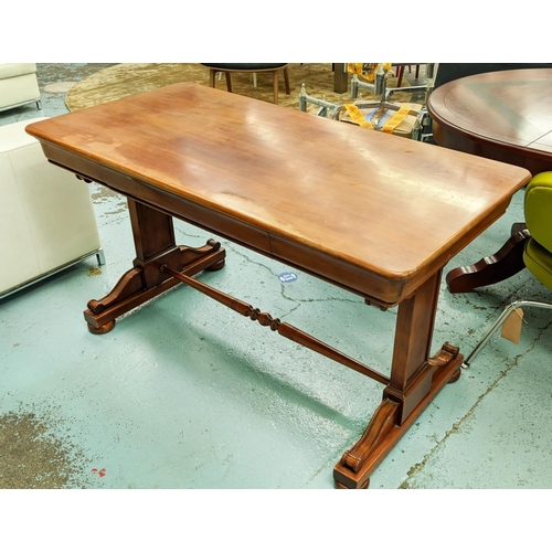 168 - WRITING TABLE, cherrywood having three frieze drawers in the French Louis Philippe style, 77cm H x 1... 