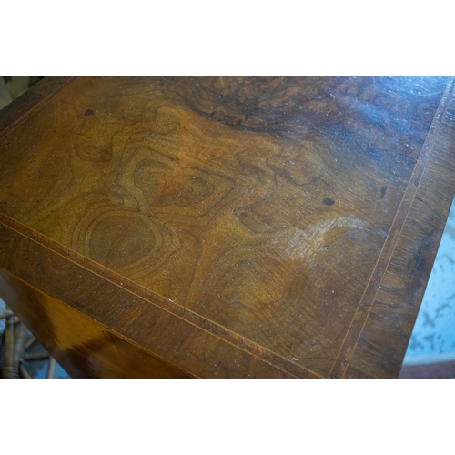 174 - TALL CHEST, late 19th century, re veneered burr walnut in George II style, with five drawers, 143cm ... 