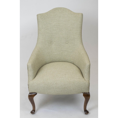 243 - SUPPER CHAIR, 97cm H x 62cm W, early 20th century in fermoie fabric.