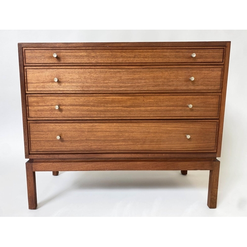 357 - CHEST, 1970s Danish teak, with four long drawers, 89cm W x 43cm D x 74cm H.