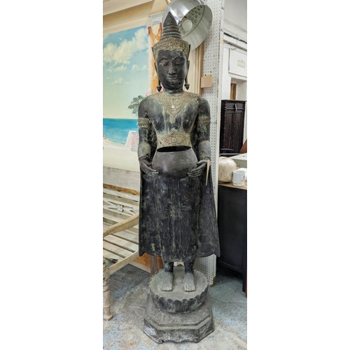 368 - CONTEMPORARY SCHOOL BRONZE BUDDHA, 182cm H.