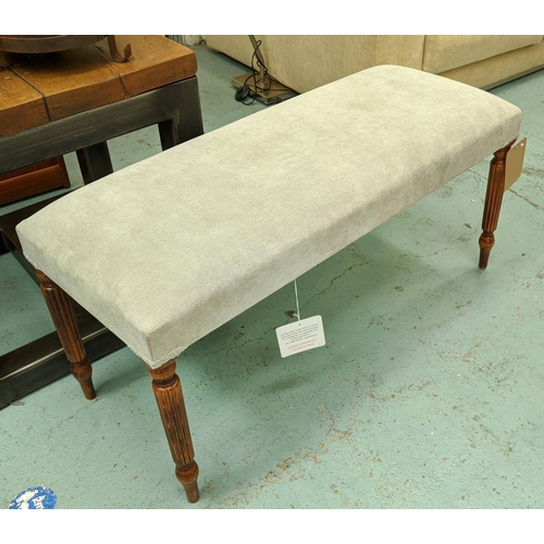 374 - WINDOW SEAT, with an upholstered padded top on reeded turned supports, 98cm W x 46cm H x 39cm D.