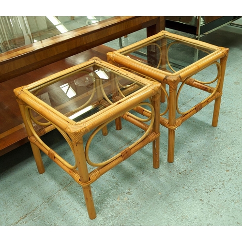 381 - BAMBOO SIDE TABLES, a pair, 1970s Italian style36cm x 36cm x 39cm. (2)