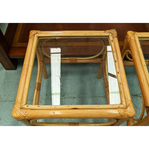 381 - BAMBOO SIDE TABLES, a pair, 1970s Italian style36cm x 36cm x 39cm. (2)