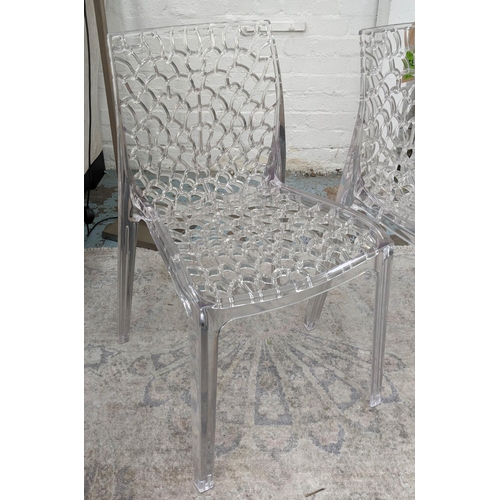 388 - WEST ELM DINING CHAIRS, a pair, 83cm H and another pair of differing design, 82cm H. (4)