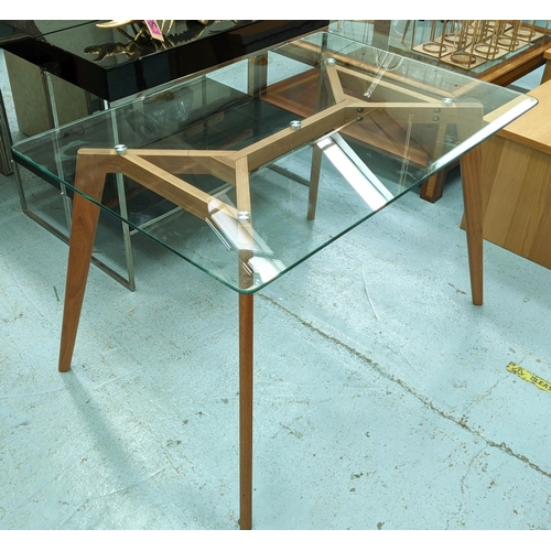 396 - DINING TABLE, contemporary design, glass top, 120cm x 80cm x 76cm.