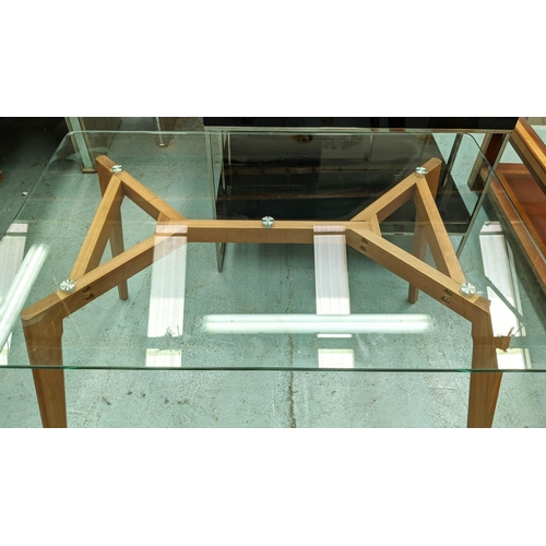 396 - DINING TABLE, contemporary design, glass top, 120cm x 80cm x 76cm.