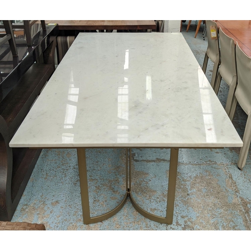 406 - DINING TABLE, 1970s Italian style, gilt metal, marble top, 180cm x 90cm x 76cm.