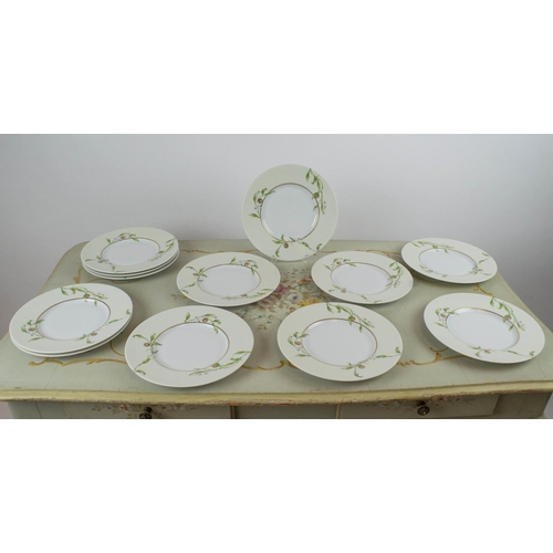 465 - PHILIPPE DESHOULIERES DESIGN LIMOGES PLATES, a set of ten, 24cm D. (10)