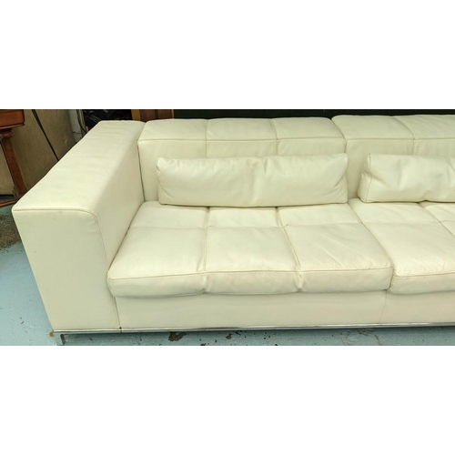 484 - CIERRE CORNER SOFA, white leather finish, 320cm x 200cm x 80cm.