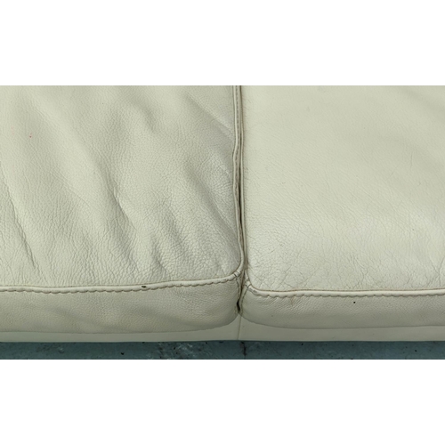 484 - CIERRE CORNER SOFA, white leather finish, 320cm x 200cm x 80cm.