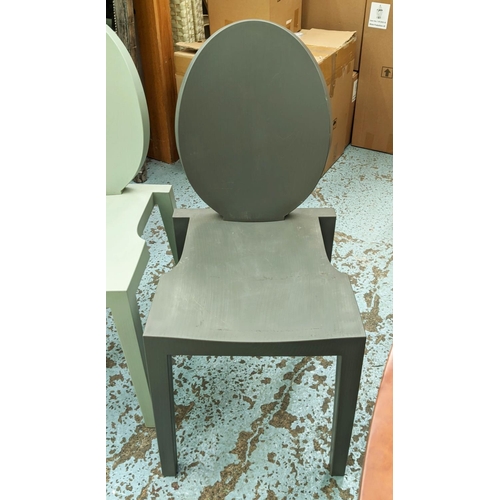 487 - TOG JOA SEKOYA CHAIRS BY PHILIPPE STARCK, a set of two, one grey, one light green, 40cm H W x 8cm H.... 