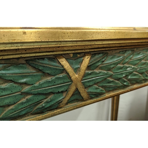 488 - CONSOLE TABLE, 95cm W x 83cm H x 35cm D gilt effect with a mirrored glass top on fluted turned suppo... 