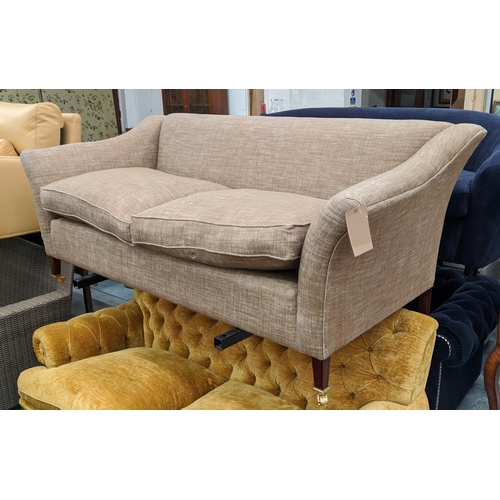 490 - DAVID SEYFRIED SOFA, 200cm L x 92cm D x 82cm H in brown fermoie woven linen.