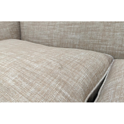 490 - DAVID SEYFRIED SOFA, 200cm L x 92cm D x 82cm H in brown fermoie woven linen.