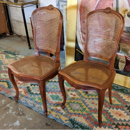 283 - DINING CHAIRS, a set of six, Louis XV style caned, each 50cm W x 98cm H. (6)