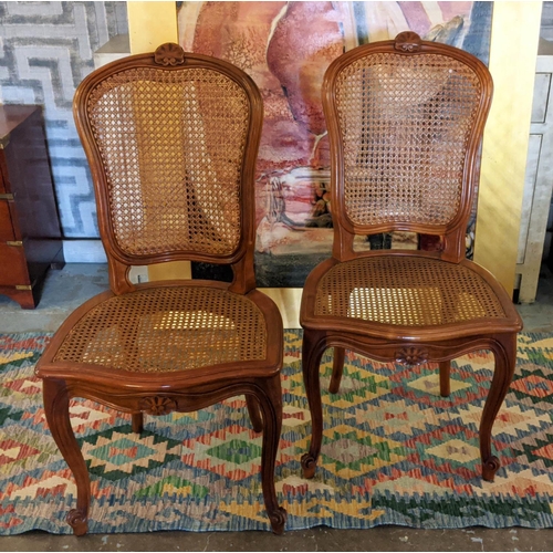 283 - DINING CHAIRS, a set of six, Louis XV style caned, each 50cm W x 98cm H. (6)