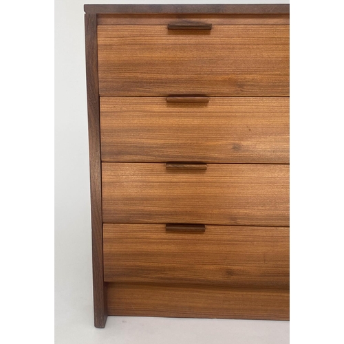 351 - CHEST, 1970s Danish teak with four long drawers, solid rosewood handles and recessed plinth, 99cm W ... 