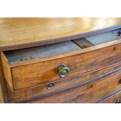 177 - BOWFRONT CHEST, George III mahogany and line inlaid of four drawers, 92cm H x 103cm x 50cm.