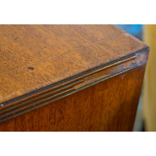 177 - BOWFRONT CHEST, George III mahogany and line inlaid of four drawers, 92cm H x 103cm x 50cm.