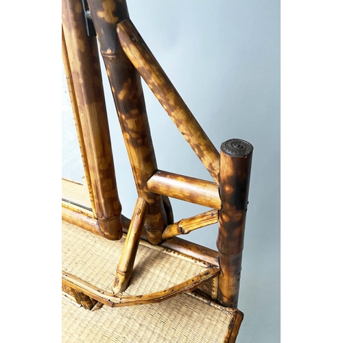 312 - BAMBOO DRESSING TABLE, Victorian bamboo and wicker panelled with matching chair, 75cm x 158cm H x 43... 