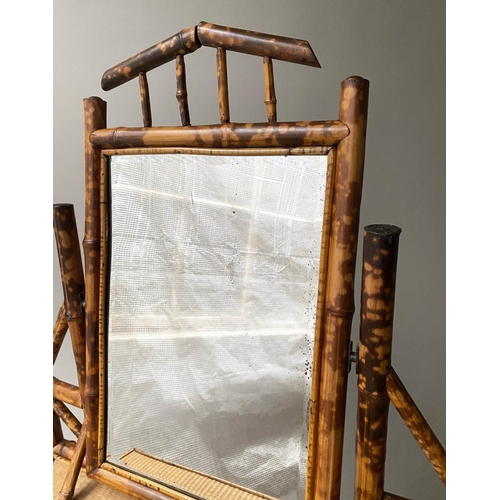 312 - BAMBOO DRESSING TABLE, Victorian bamboo and wicker panelled with matching chair, 75cm x 158cm H x 43... 