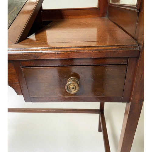 303 - LOBBY WRITING TABLE, Edwardian mahogany, with glazed and mirror panelled gallery, adjustable leather... 