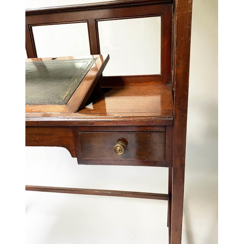 303 - LOBBY WRITING TABLE, Edwardian mahogany, with glazed and mirror panelled gallery, adjustable leather... 