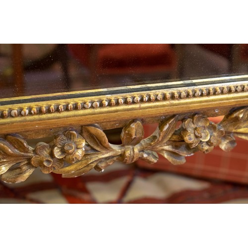 160 - WALL MIRROR, 20th century Continental giltwood with divided plates and an urn crest, 163cm H x 93cm ... 