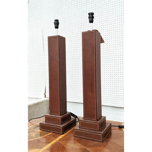 364 - TABLE LAMPS, a pair, leathered finish, 71cm H. (2)