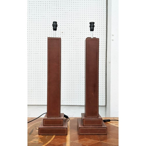 364 - TABLE LAMPS, a pair, leathered finish, 71cm H. (2)