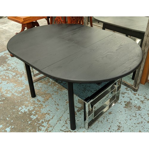 393 - EXTENDABLE DINING TABLE, contemporary Danish style, ebonised finish, 155cm x 110cm x 77cm.