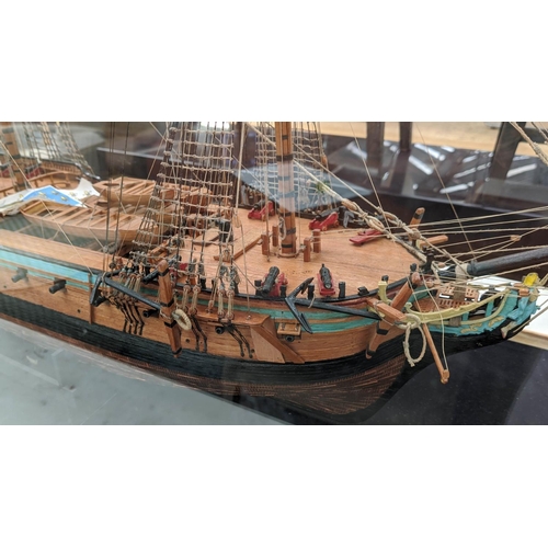 314 - HMS DIANA MODEL SHIP IN CASE, by Ron Smith, 127cm x 48cm x 89cm.