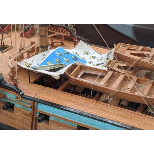 314 - HMS DIANA MODEL SHIP IN CASE, by Ron Smith, 127cm x 48cm x 89cm.